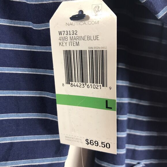 Nautica Mens LS Horizontal Striped Shirt Classic Fit Blue Sz Large $69.50 - Picture 4 of 5